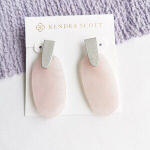 Kendra Scott Aragon Silver Earrings Rose Quartz